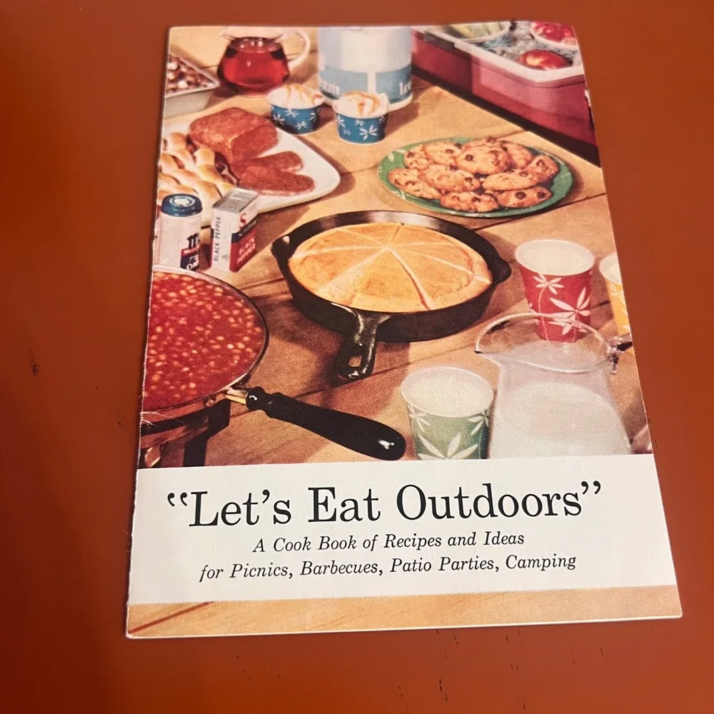 Vintage Lets Eat Outdoors Cookbook Mid Century Picnic BBQ Camping Recipes SPAM